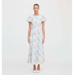 NWT Hill House Dominique Dress Linen Blend Hydrangea Chintz Garden Party Small